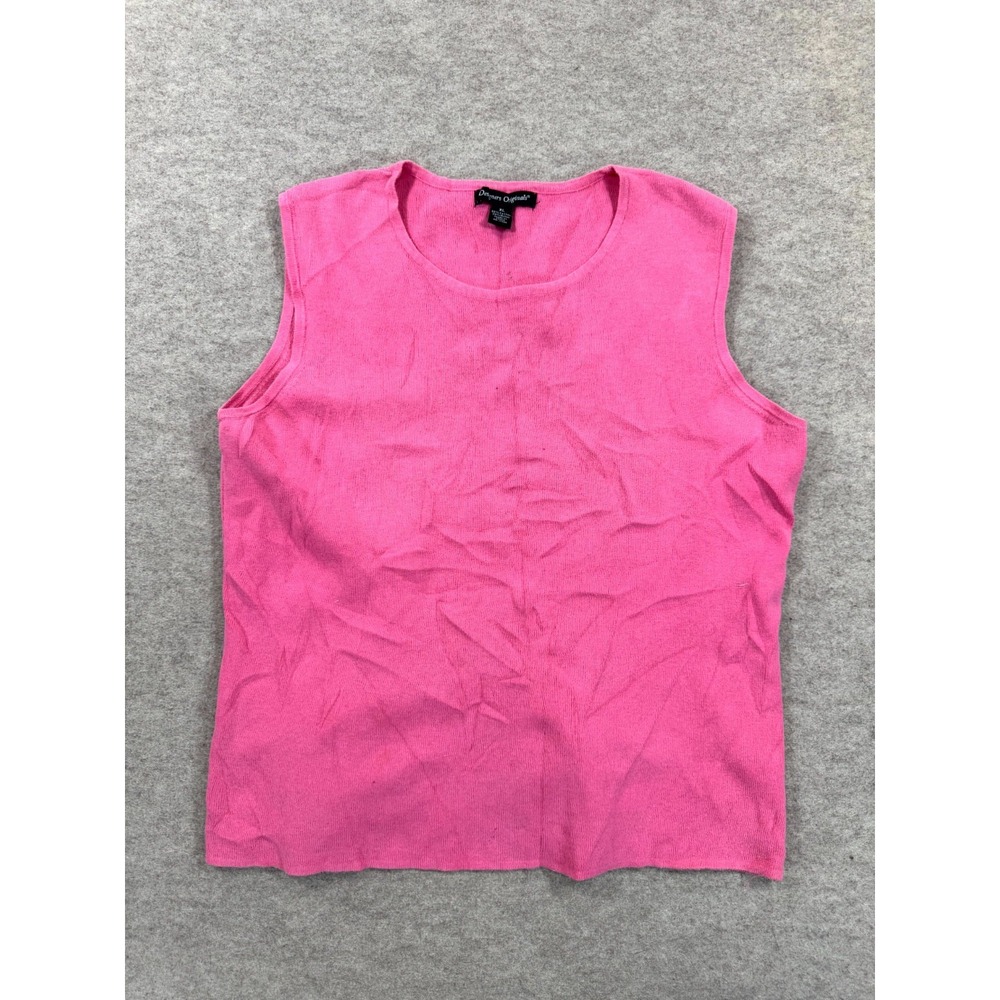Designers Originals Tank Top Womens XL Hot Pink Sleeveless Pullover Knit Basic